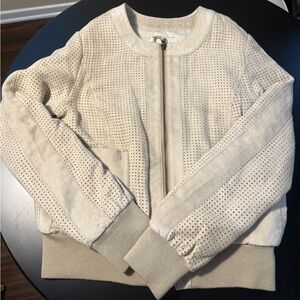 Women's Light Mauve Perforated Bomber Jacket